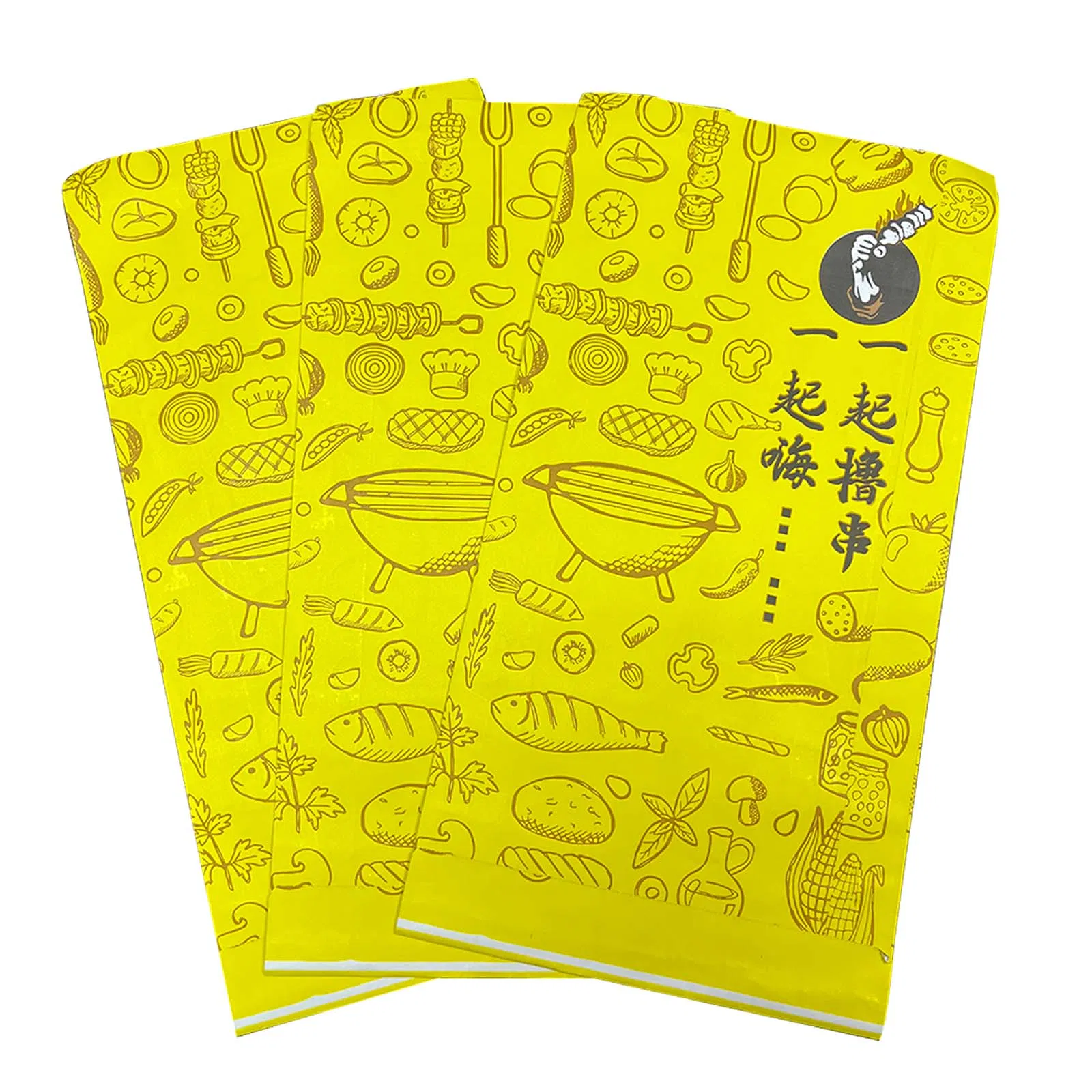 Aluminum Foil Lined Greaseproof BBQ Kebab Paper Bags