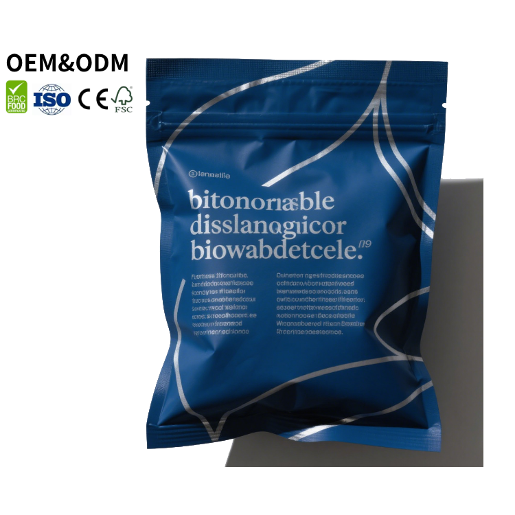 100% Biodegradable and Compostable Food Grade PE Zipper Self Standing Bag Customized Square Bottom Standing Paper Style