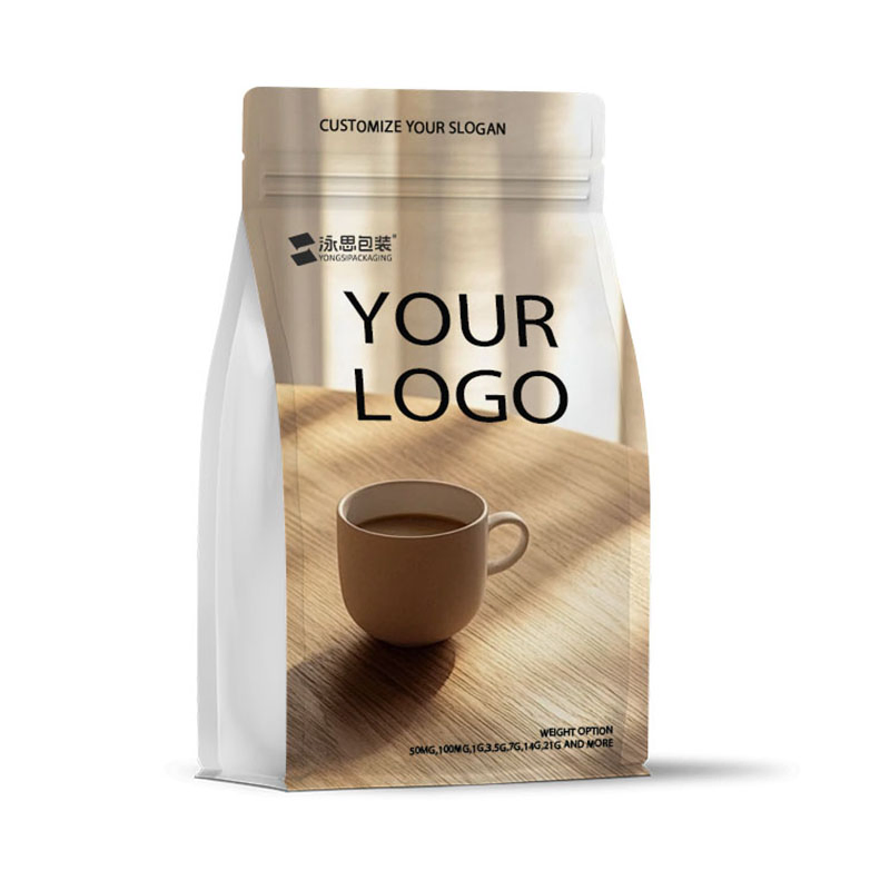 Premium Aluminum Foil Lined Stand up Coffee Bag with Degassing Valve Flat Bottom Zipper Lock Custom Printed 8oz 12oz 16oz 5lb