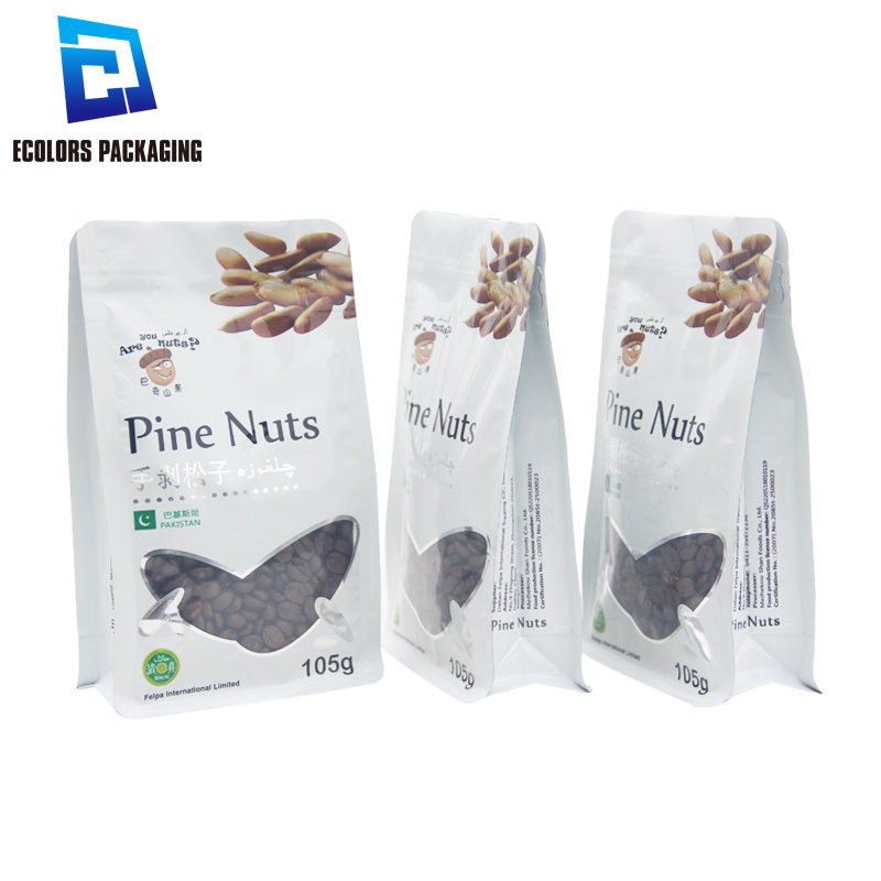 Ecolors Packaging High Quality Plastic Laminated 8 Side Gusseted Snack Food Bag