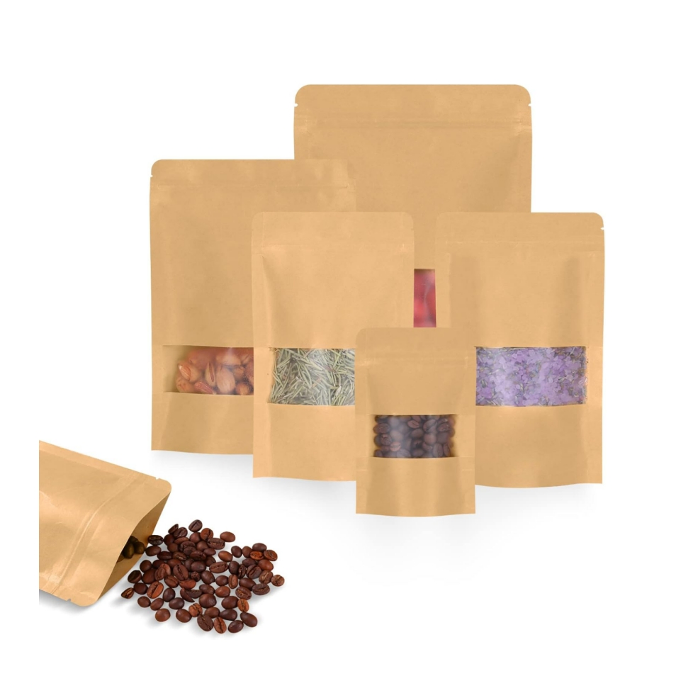 Customized Printing Kraft Paper Stand up Pouch with Window