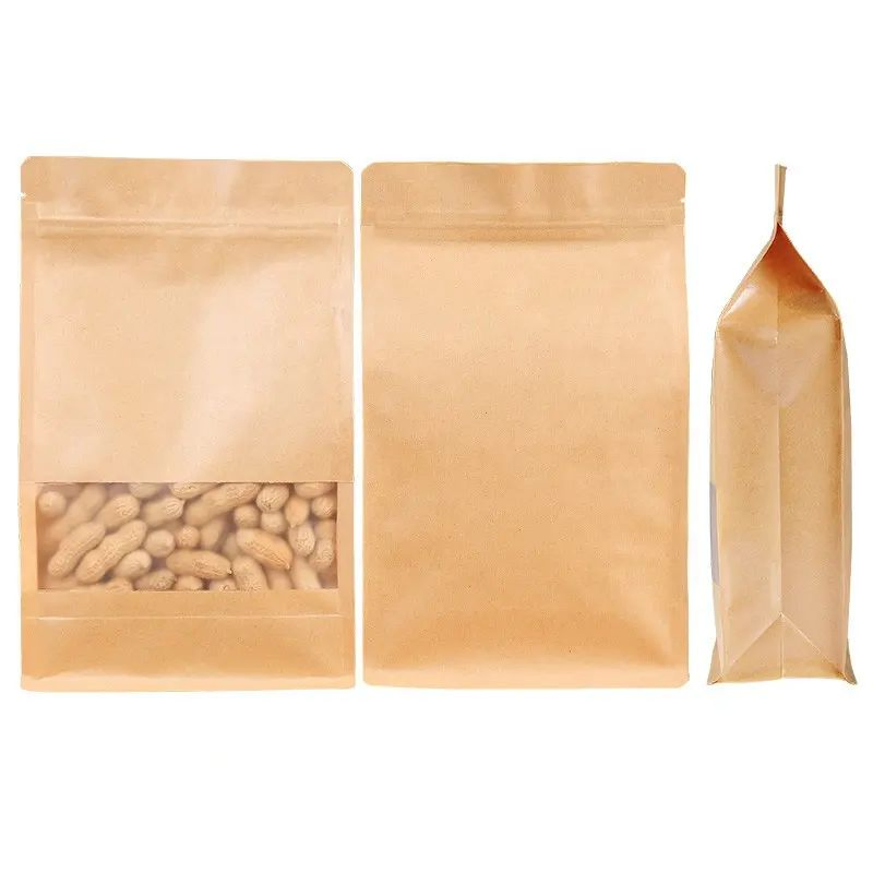 Kraft Paper Reclosable Aluminum Foil Lined Flat Heat Sealable Food Zipper Bags