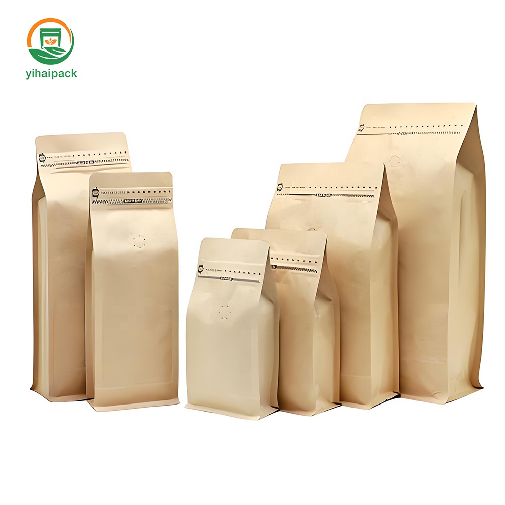 Custom Print Biodegradable Compostable Nkme Pla Plastic Kraft Paper Zipper Food Spice Cookie Nut Tea Coffee Bean Packaging Bag