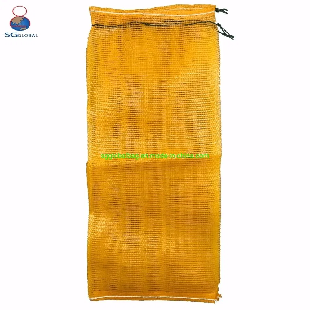 Grs SGS CE Factory Packaging Onion Potato Tomato Cabbage Garlic Orange Vegetable Fruit Firewood Seafood Plastic Packing Drawstring PP Tubular Leno Net Mesh Bag