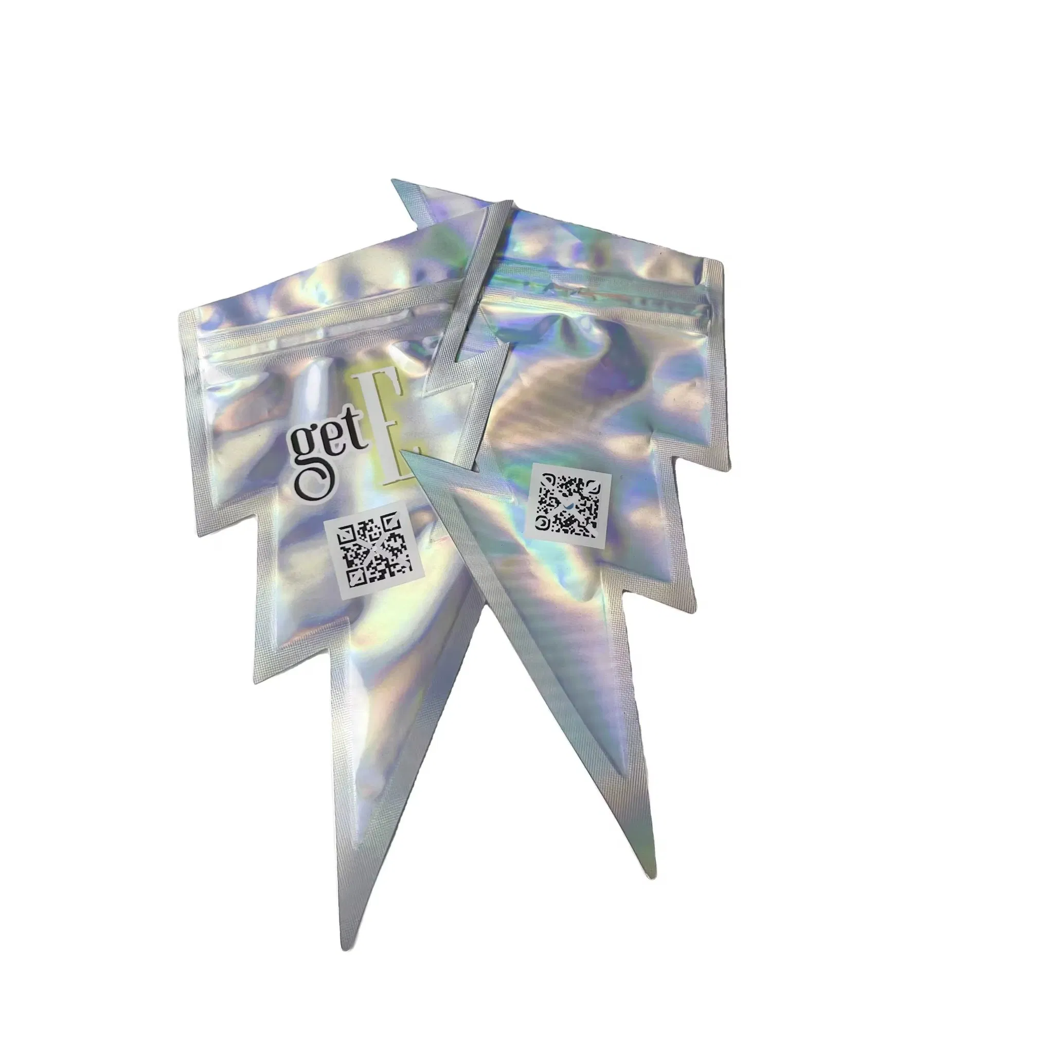 Custom Holographic Resealable Plastic Bags Any Shape Food-Grade PE Lined Aluminum Foil Pharmaceutical Cosmetic Accessories