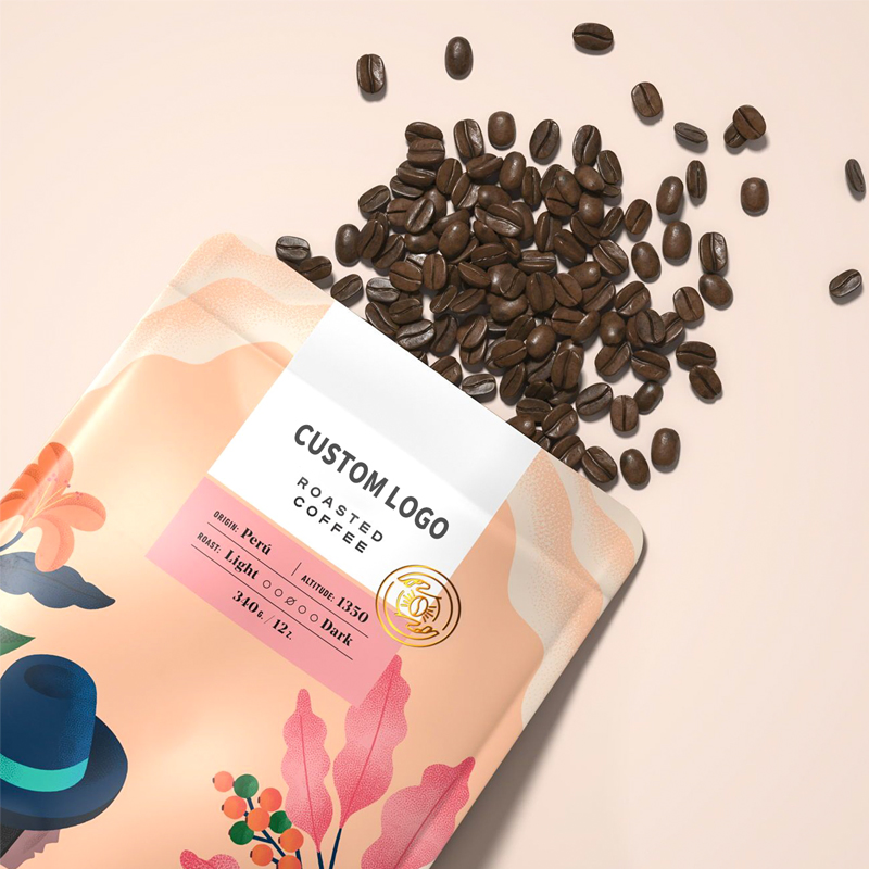 550g Custom Coffee Bags Factory Supplier Recyclable Aluminized Kraft Paper Bag with Zipper and Valve for Ccoffee Packaging Bags