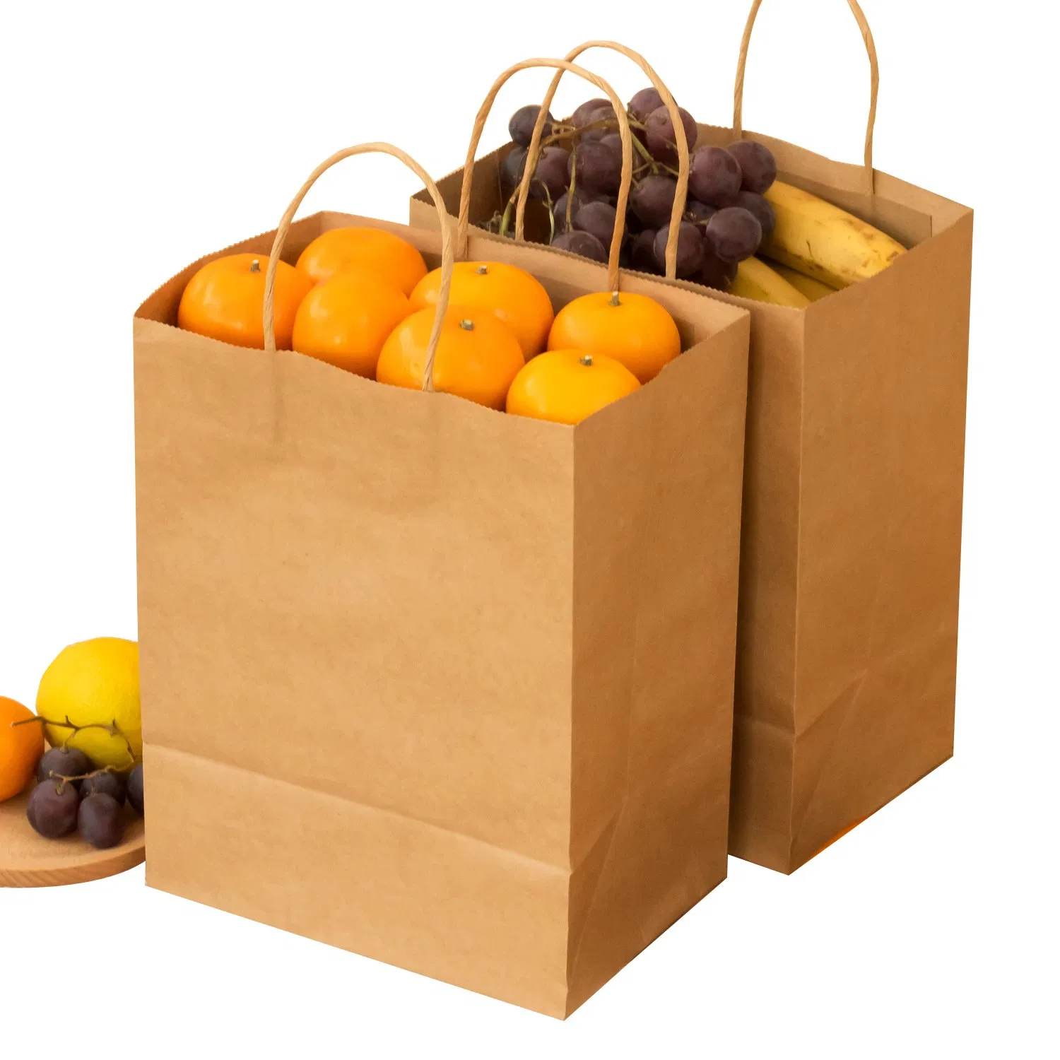 Custom Logo Printed Multiwall Kraft Paper Shopper Bag with Different Handle Types