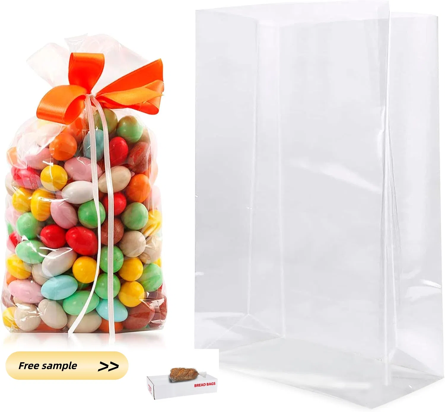 Freezer Safe Plastic Gusseted LDPE Poly Packing Bags Transparent Bread Flat Open Polythene Bags 1.2mil