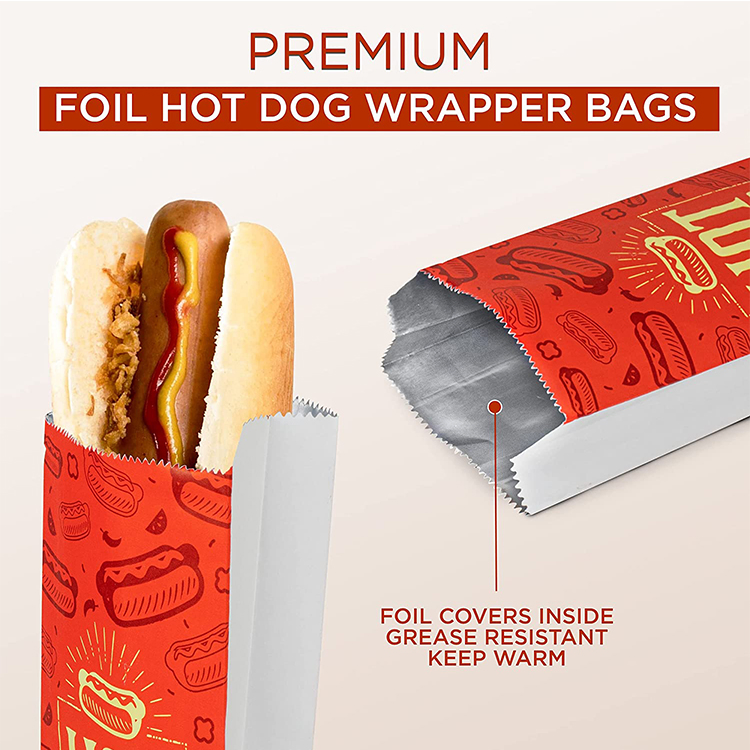 OEM for Roasted BBQ Chicken Hot Dog Greaseproof Takeaway Aluminum Foil Lined Paper Bag