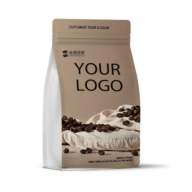 Premium Aluminum Foil Lined Stand up Coffee Bag with Degassing Valve Flat Bottom Zipper Lock Custom Printed 8oz 12oz 16oz 5lb