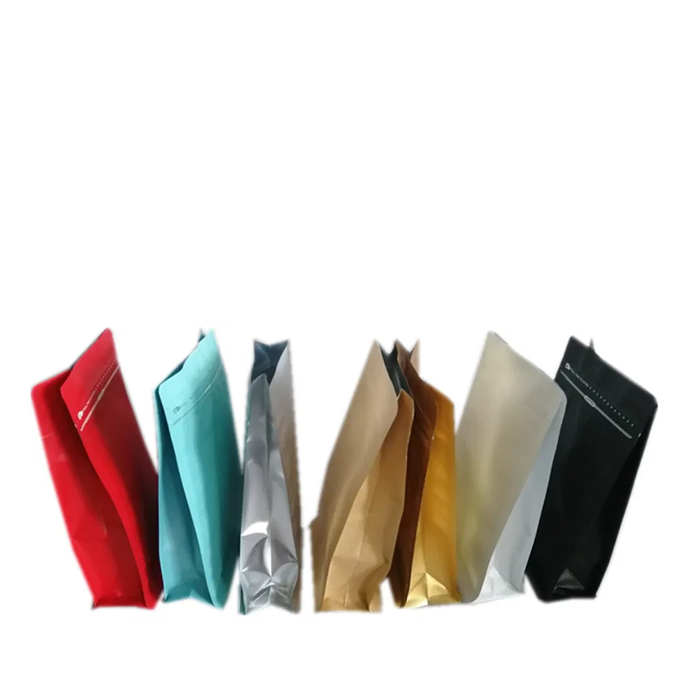Flat Bottom /Coffe Bag with Zipper and Valve Kraft Paper Aluminum Foil /Coffe Packaging Bags Customizable