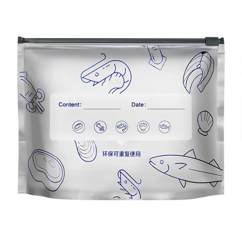 Leak-Proof Zipper Bag Aluminum Foil Lined Freezer Bag Fresh-Keep Seal Bag for Meat Snack Seafood Frozen Storage Smart Label for Easy Sorting Hot Sale
