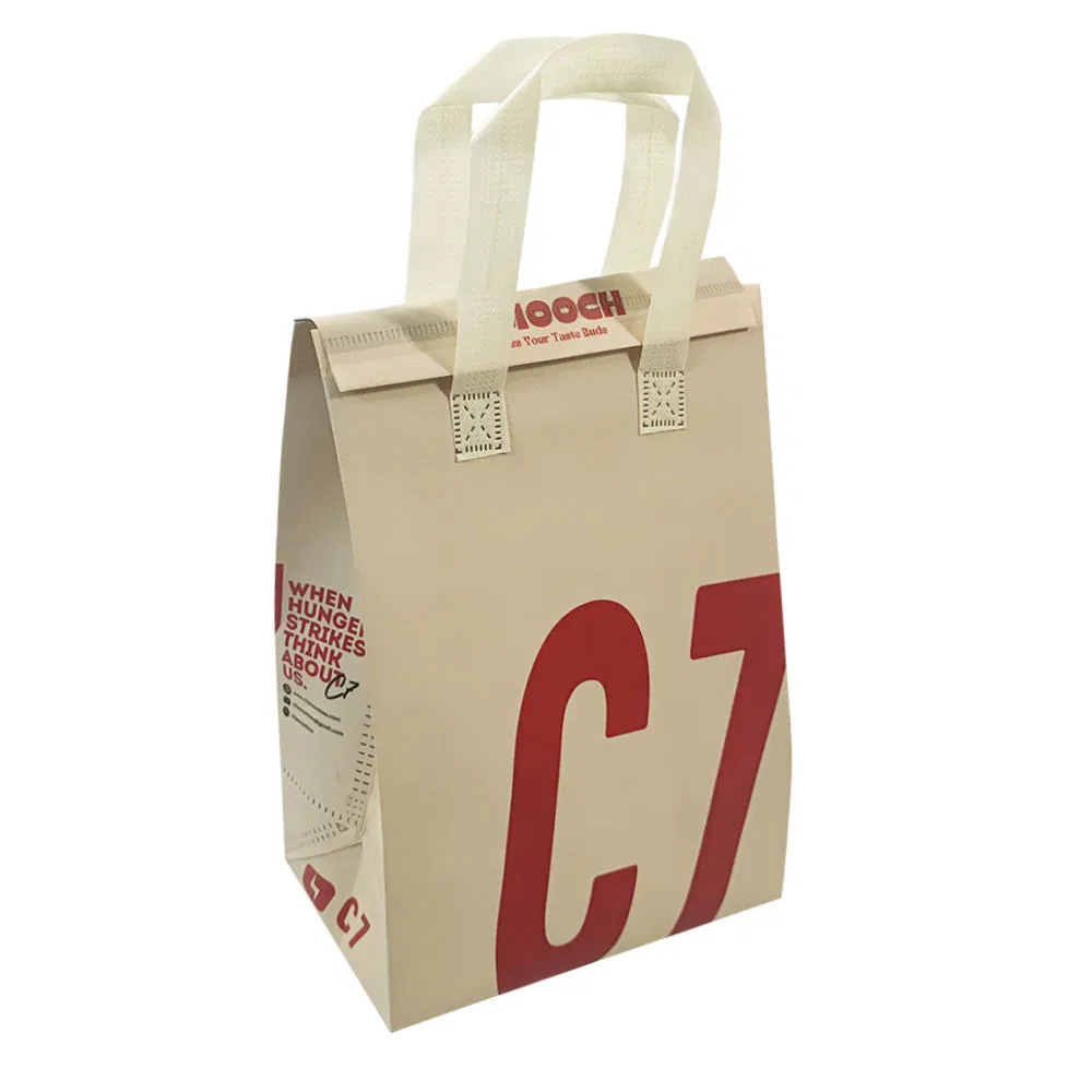 Custom Pattern Eco-Friendly Nonwoven Lunch Bag Laminated Aluminum-Foil Lined Insulated Takeaway Bag
