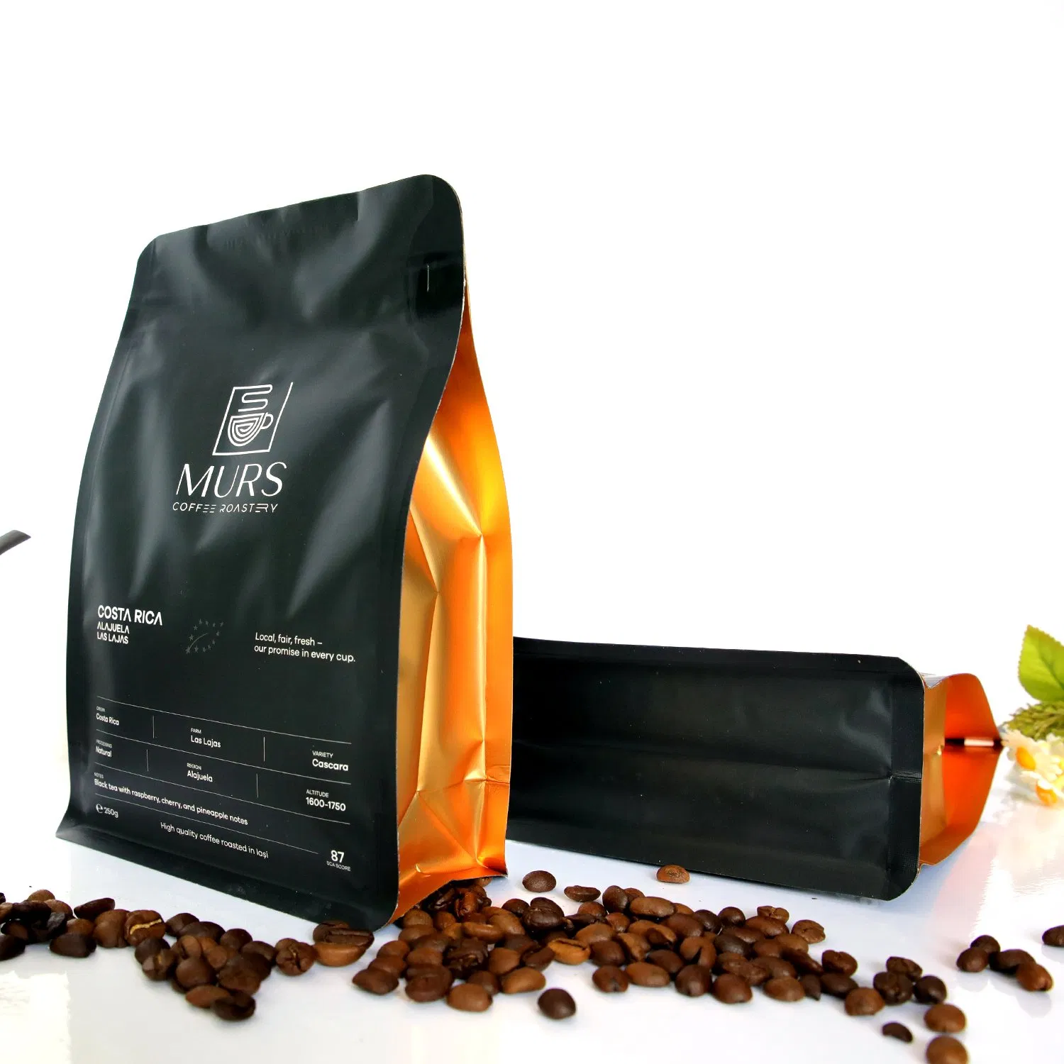 Flat Bottom Aluminum Foil Kraft Paper Food Packing Zipper Stand up Plastic Valve Pouch Tea Protein Powder Mylar Zip Lock Doypack Coffee Bean Packaging Bag