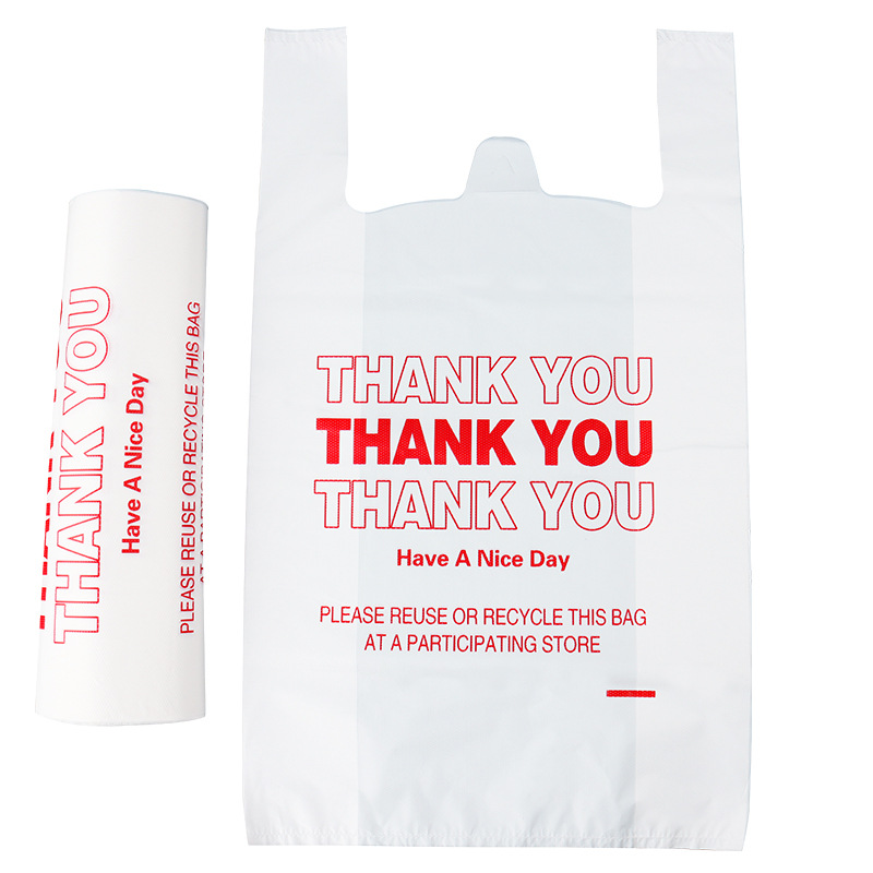 Plastic Bag Wholesale Thank You Shopping Pp Plastic Grocery T-Shirt Bags Plastic Bags With Logos