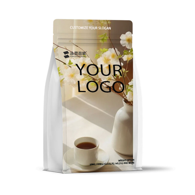 Premium Aluminum Foil Lined Stand up Coffee Bag with Degassing Valve Flat Bottom Zipper Lock Custom Printed 8oz 12oz 16oz 5lb