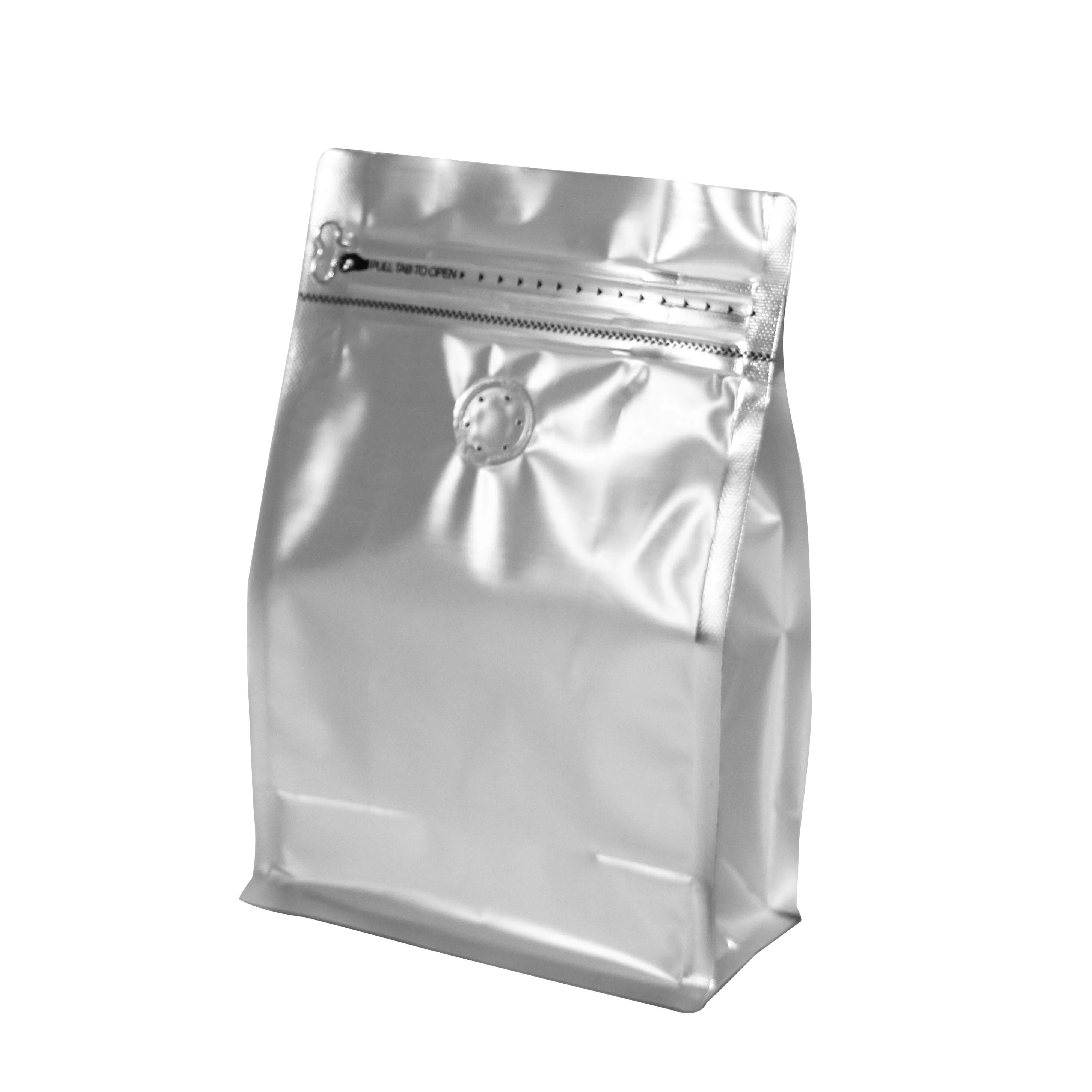 Factory Direct Plastic &amp; Kraft Paper Coffee Packaging Bags Zipper Top with Degassing Valve