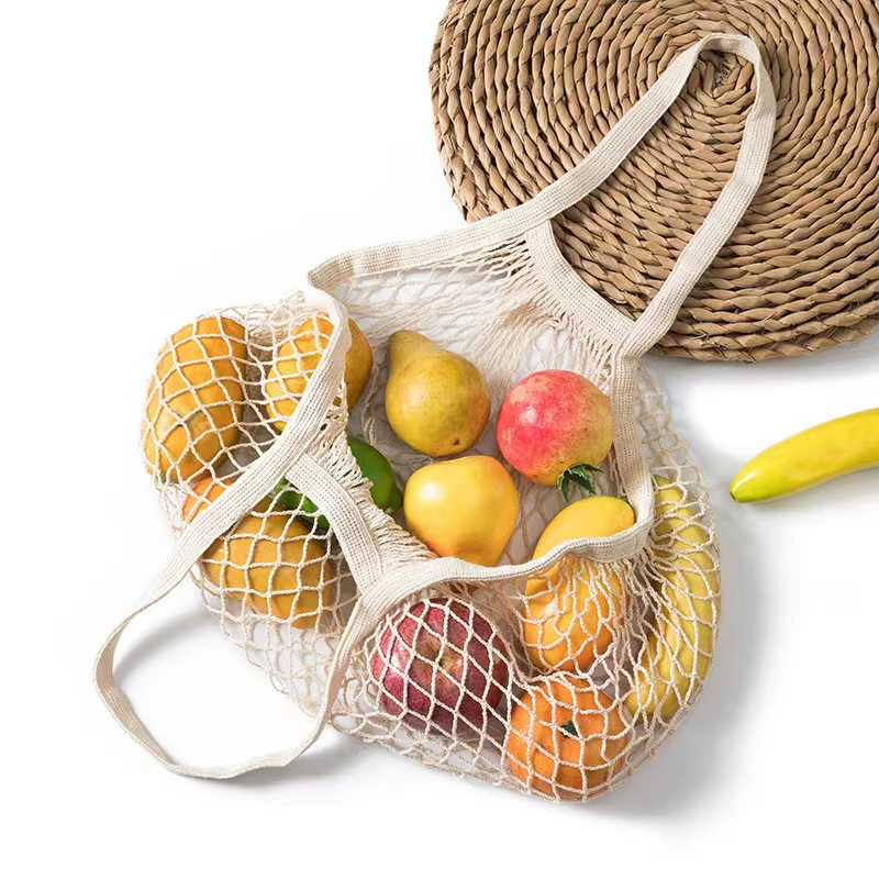 Wholesale Cheap Large Reusable Eco Friendly Fruit Net Bag Cotton Mesh Shopping Tote Bags for Fruits and Vegetables