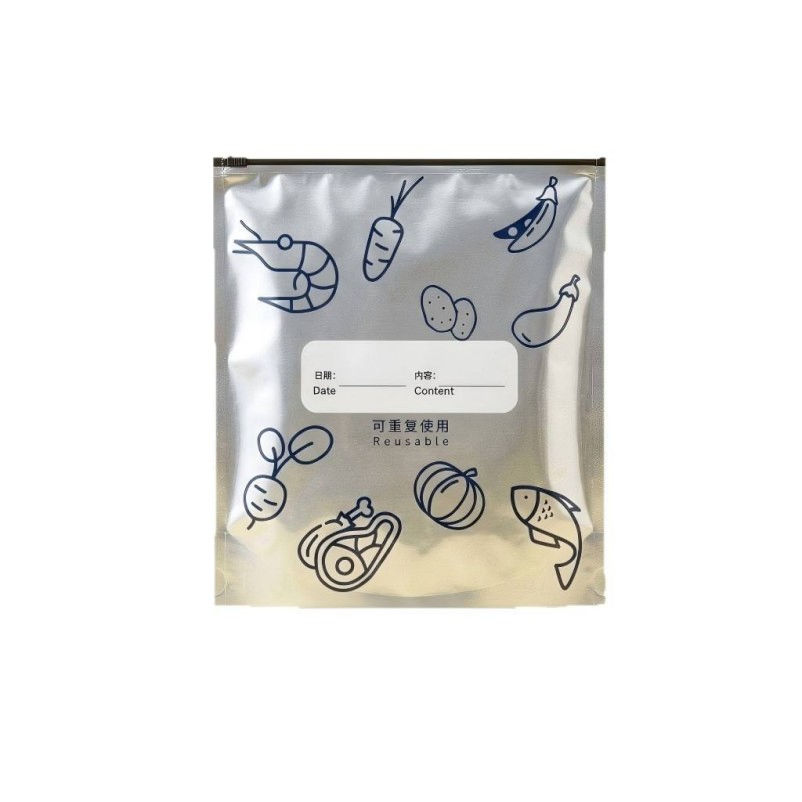 Leak-Proof Zipper Bag Aluminum Foil Lined Freezer Bag Fresh-Keep Seal Bag for Meat Snack Seafood Frozen Storage Smart Label for Easy Sorting Hot Sale