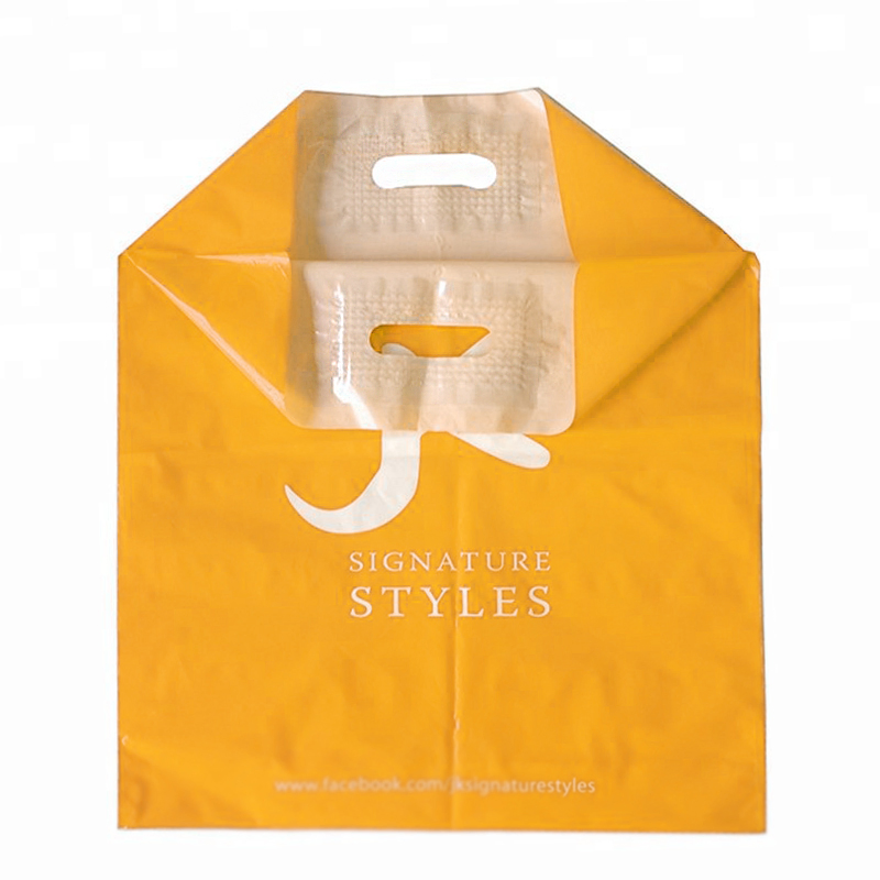 Custom PE Polyethylene Plastic Heavy Duty Die Cut Patch Handle Shopping Bag