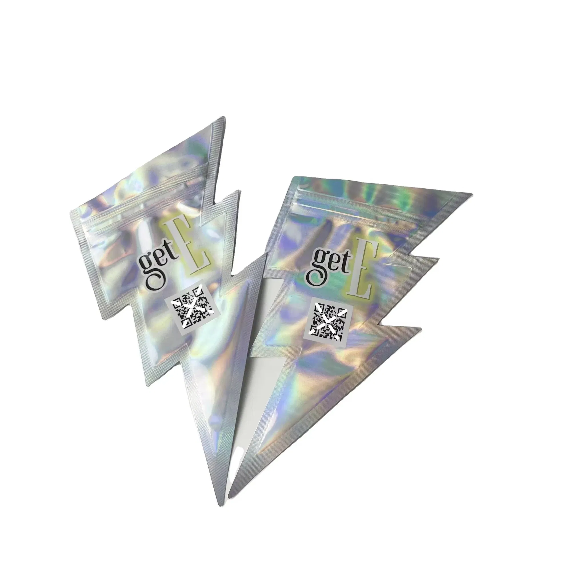 Custom Holographic Resealable Plastic Bags Any Shape Food-Grade PE Lined Aluminum Foil Pharmaceutical Cosmetic Accessories
