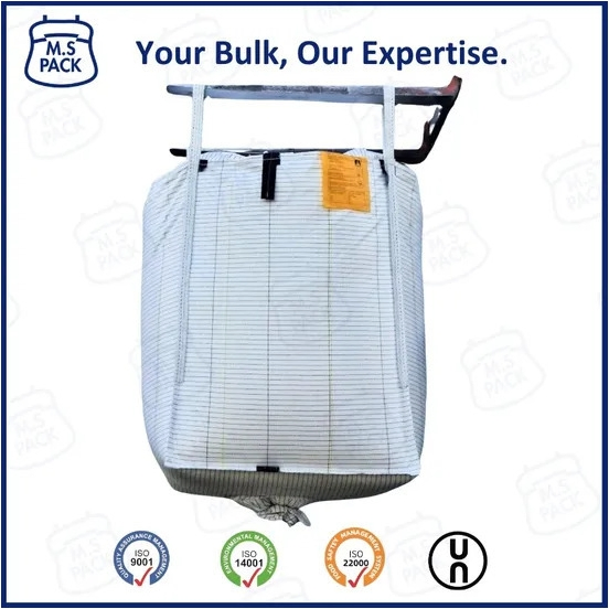Industrial Grade Heavy Duty Woven PP Jumbo Bags Conductive Type C FIBC Ton Bags for Safe Transport of Static Sensitive Materials