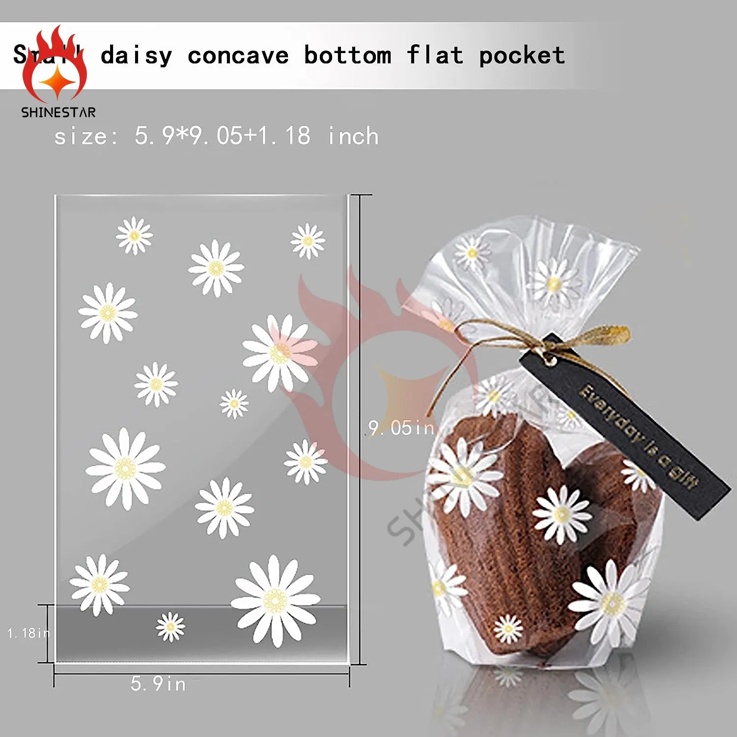 Morepack Gusseted Flat Bottom Transparent Plastic Cellophane Bags with Paper Insert