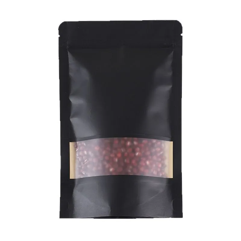 Resealable Black Kraft Paper Bag