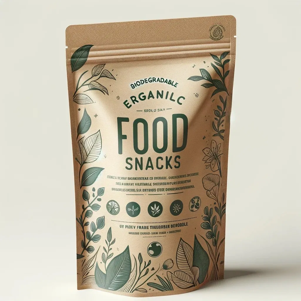 Custom Printed Green Sustainable Biodegradable Tea Dried Mango Packaging Brown Kraft Paper Stand up Pouch with Zipper and Window