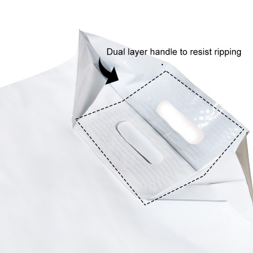 Custom PE Polyethylene Plastic Heavy Duty Die Cut Patch Handle Shopping Bag