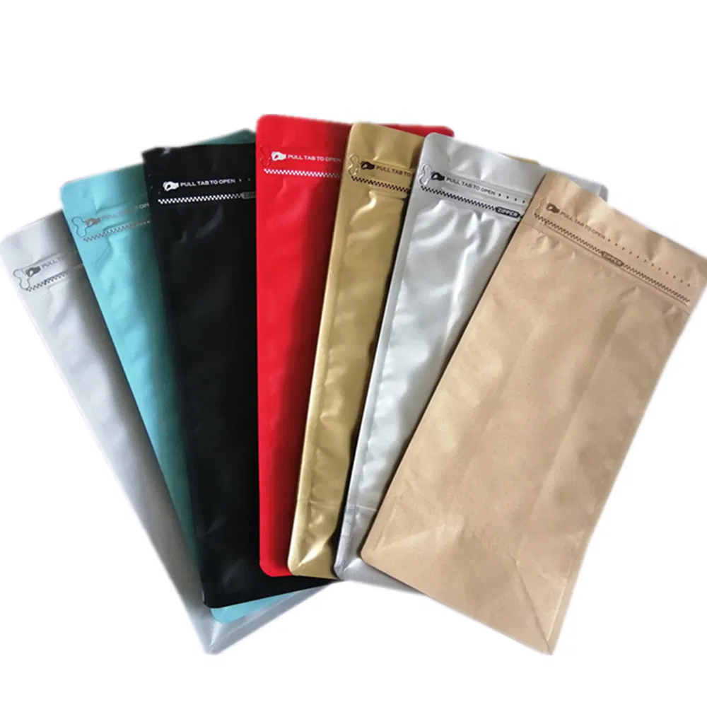 Flat Bottom /Coffe Bag with Zipper and Valve Kraft Paper Aluminum Foil /Coffe Packaging Bags Customizable