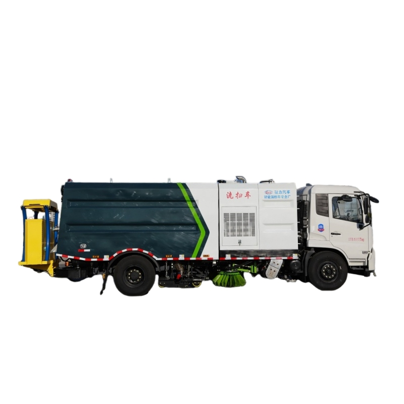 Compact Washing and Sweeping Vehicle with Rear Mounted Anti Collision Buffer for Narrow Street Cleaning and Safety