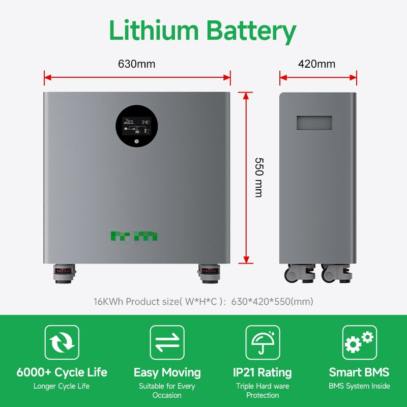 All in One off Grid &amp; Grid Tied Energy Storage System 10kwh 15kwh 20kwh 102.4V Stacked Lithium Battery Hybrid Inverter for Home