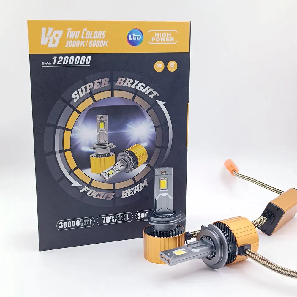 Powerful Automotive Two Colors LED Headlight H1 H4 H7 H11 Motorcycle Lighting System