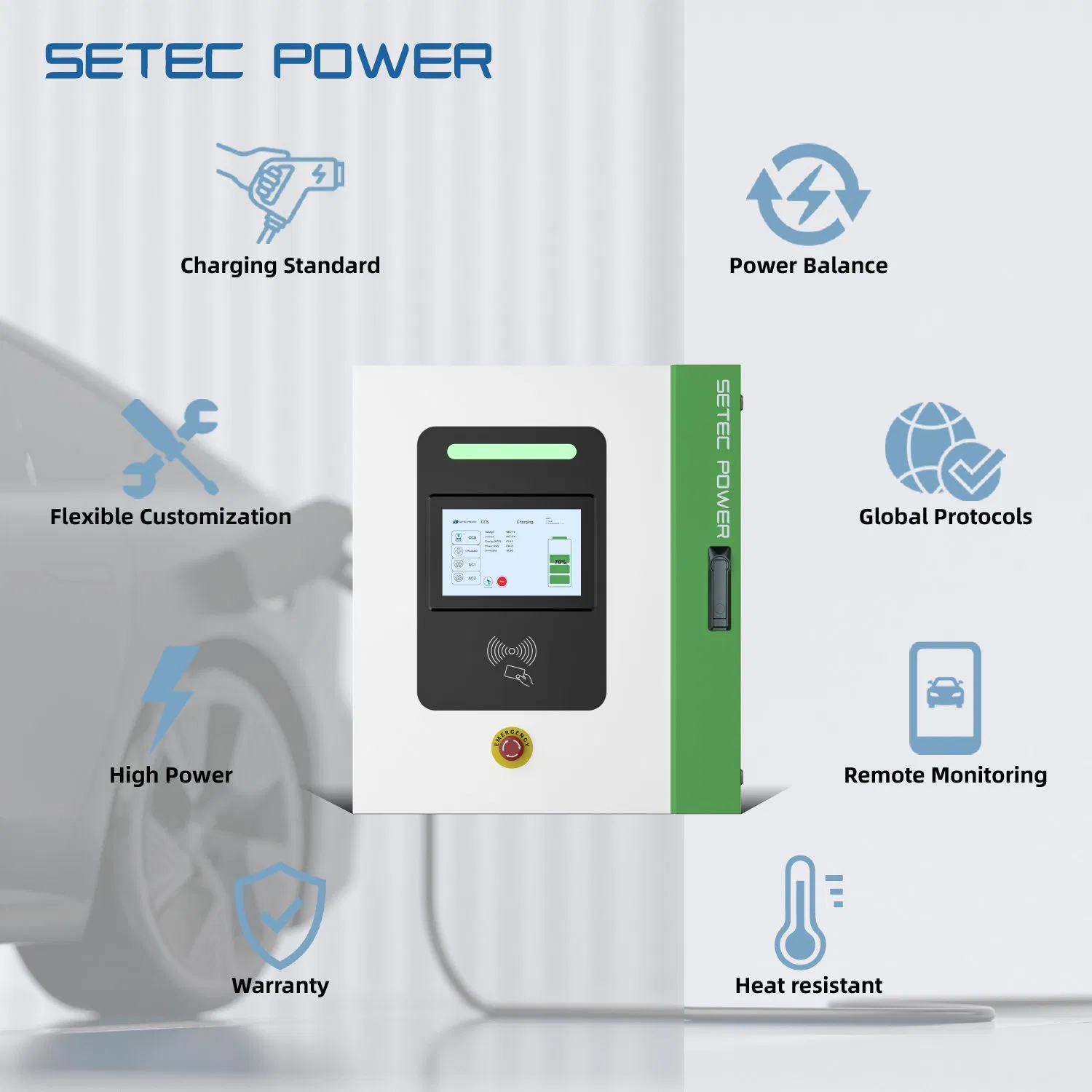 SETEC POWER PowerPack 10kW Electric vehicle portable charging station for simultaneous charging of multiple vehicles