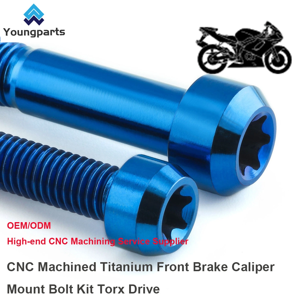 Upgrade Your Braking System with Precision-Made Titanium Front Brake Caliper Mount Bolt Kit - Torx Drive and CNC Turning