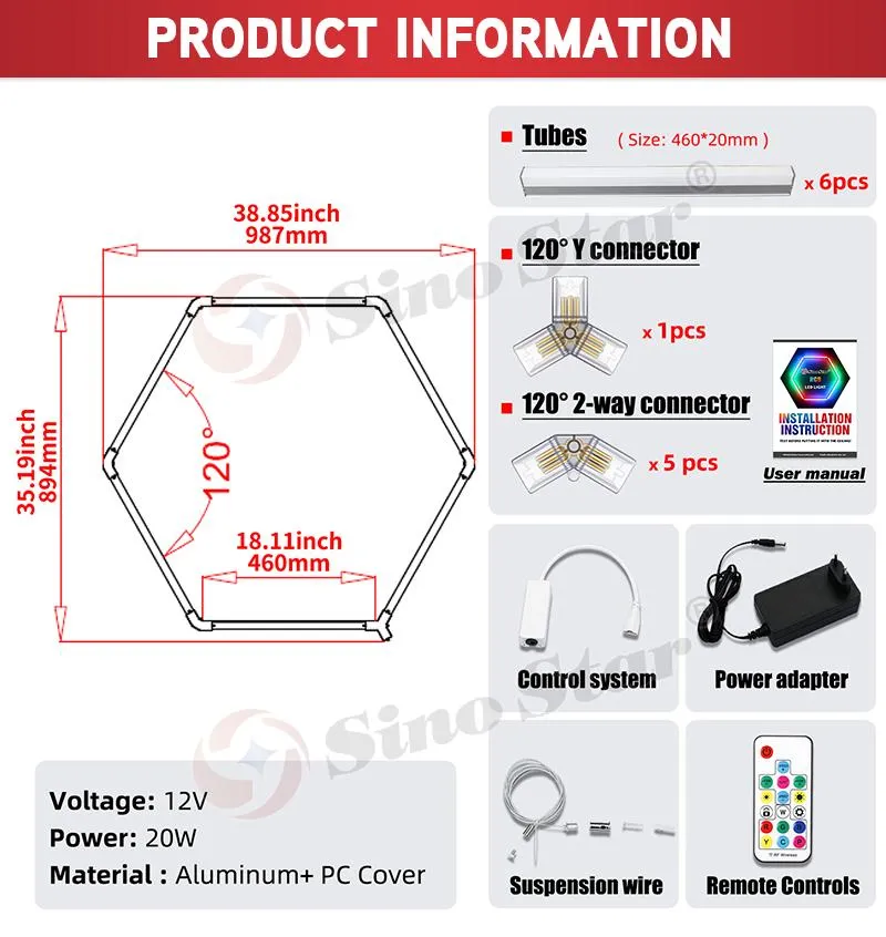 LED Hexagon Light View 1