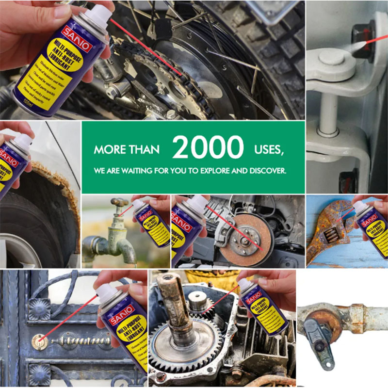Sanvo 400ml 100ml Anti Rust Spray ISO Certified Industrial Lubricant for Screws Machines Automotive Metal Doors Rust Remover