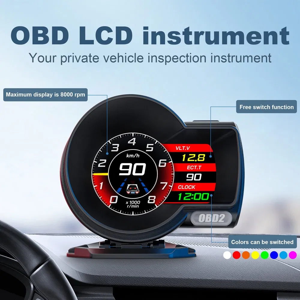 on-Board Diagnostics 2 Automotive Instrument Cluster LCD Display F8PRO Smart Digital Gauge Global Positioning System Speedometer Automotive Parts