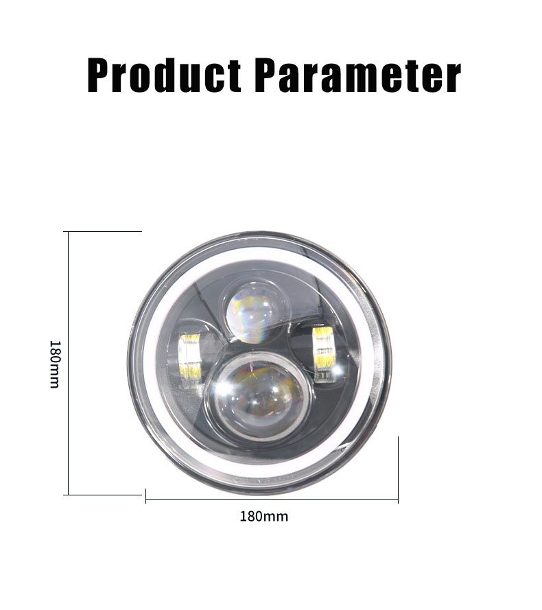 Hot Sale Angel Eye Amber Turning Light Auto Lighting System 7 Inch Round LED Headlight