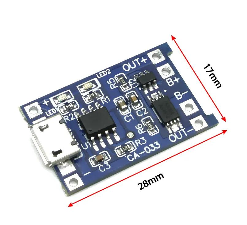 Ca-033 Micro Type-C USB 5V Charging Board with Protection Dual Functions 1A Li-ion Lithium Battery Charger Module 18650 Tp4056