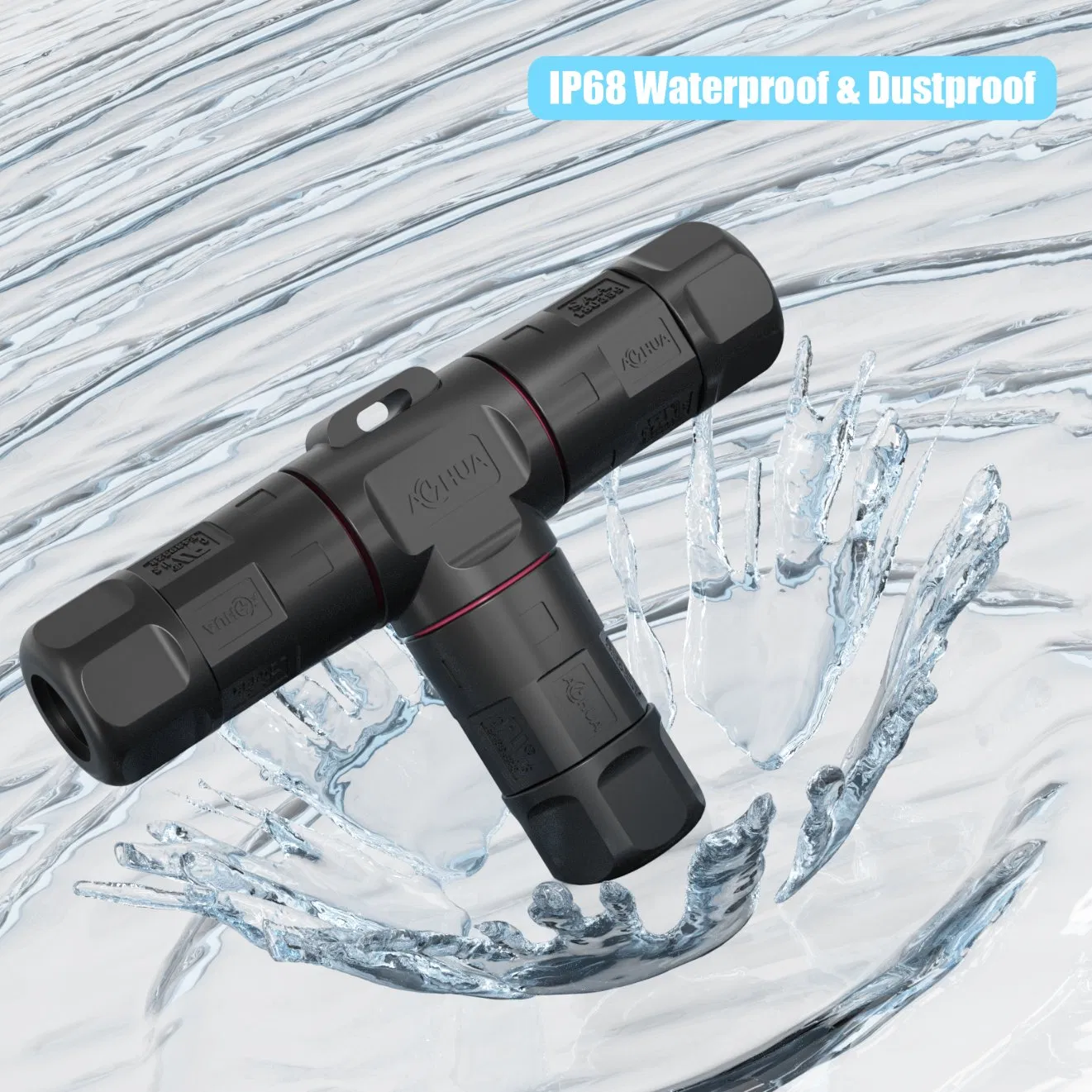 UL/SAA/CE/RoHS/IP68 Cert 3pin T Splitter M20 Connector Cable to Cable Assembly Without Cable Plug Supply Power Adapter for Outdoor Lighting Wiring Systems