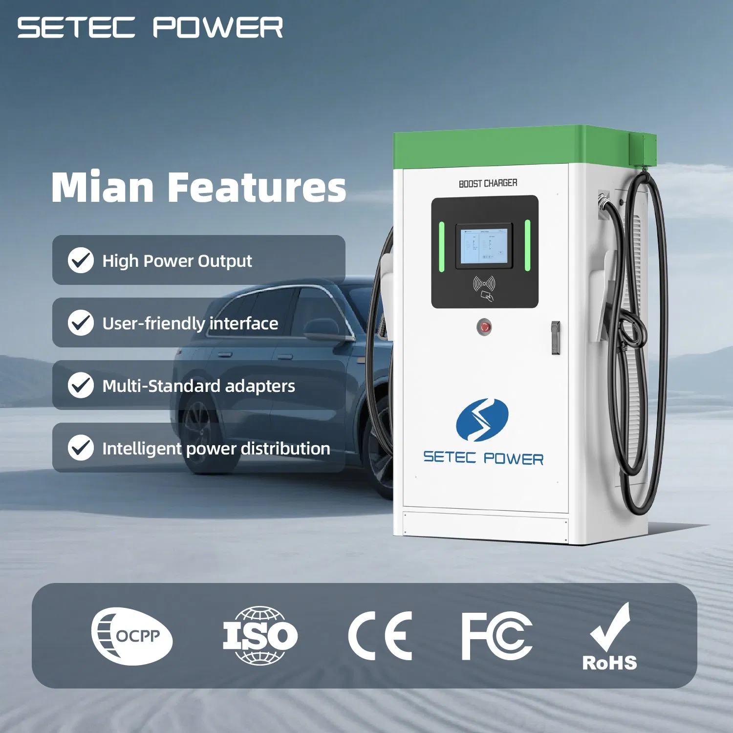 SETEC POWER High Power 60kW-500kW Electric Vehicle Charging Station with Waterproof Feature