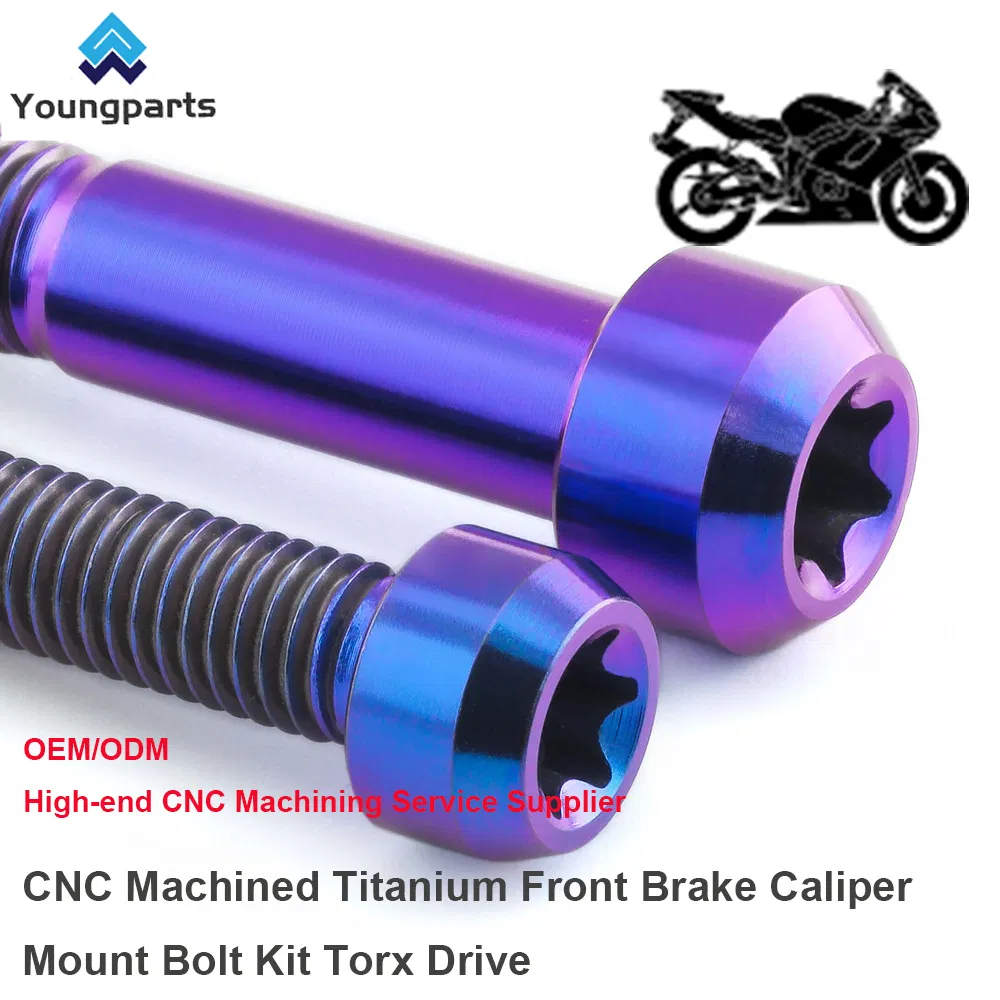 Upgrade Your Braking System with Precision-Made Titanium Front Brake Caliper Mount Bolt Kit - Torx Drive and CNC Turning