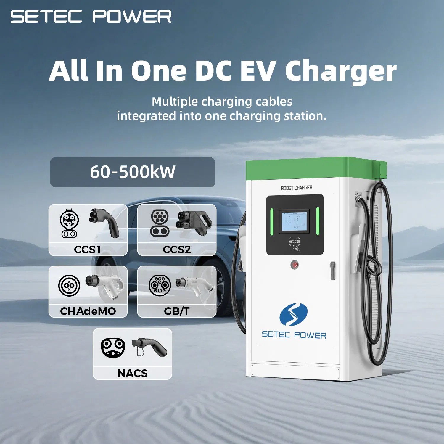 SETEC POWER High Power 60kW-500kW Electric Vehicle Charging Station with Waterproof Feature