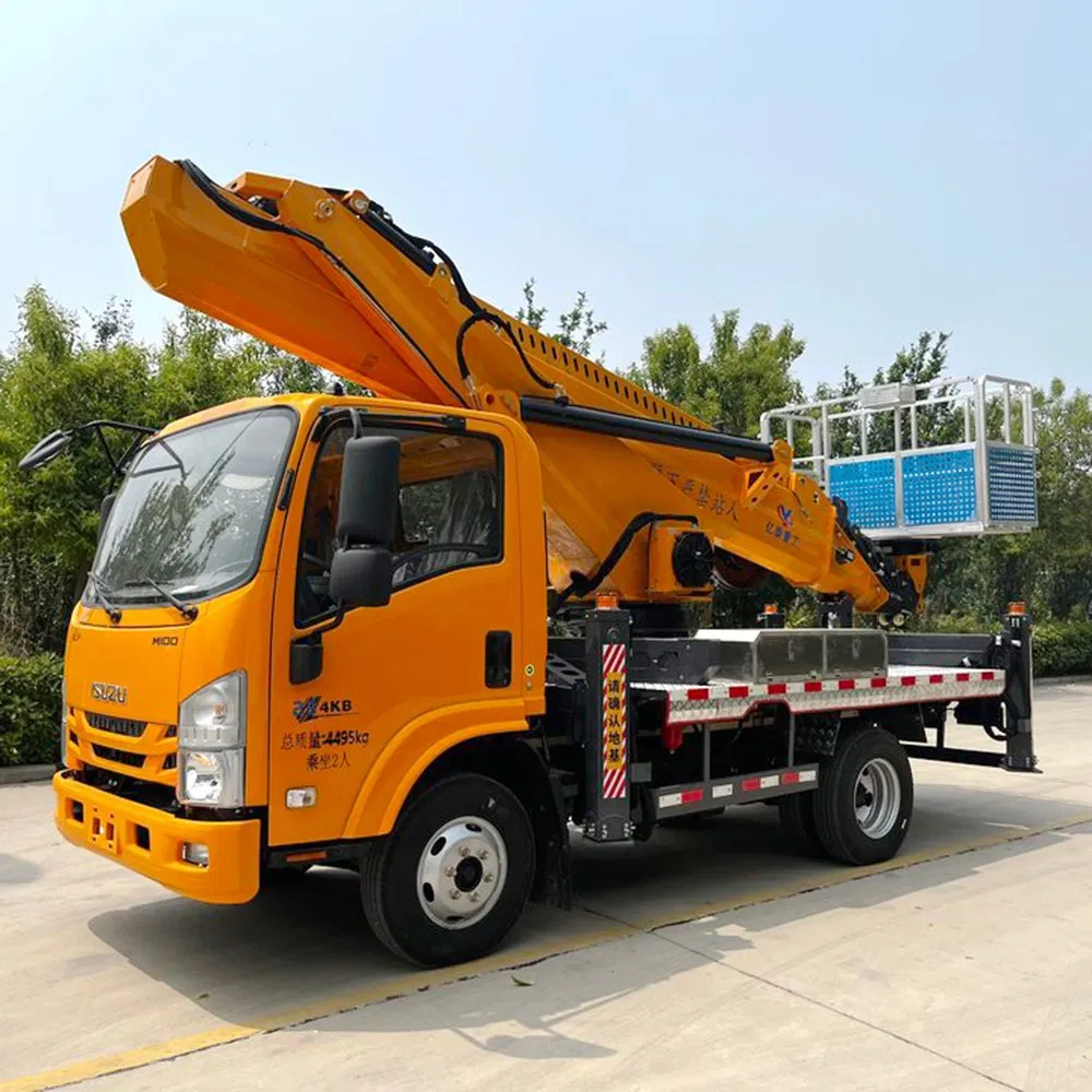 New Model Articulated Aerial Work Vehicle with Integrated Crane System and Advanced Safety