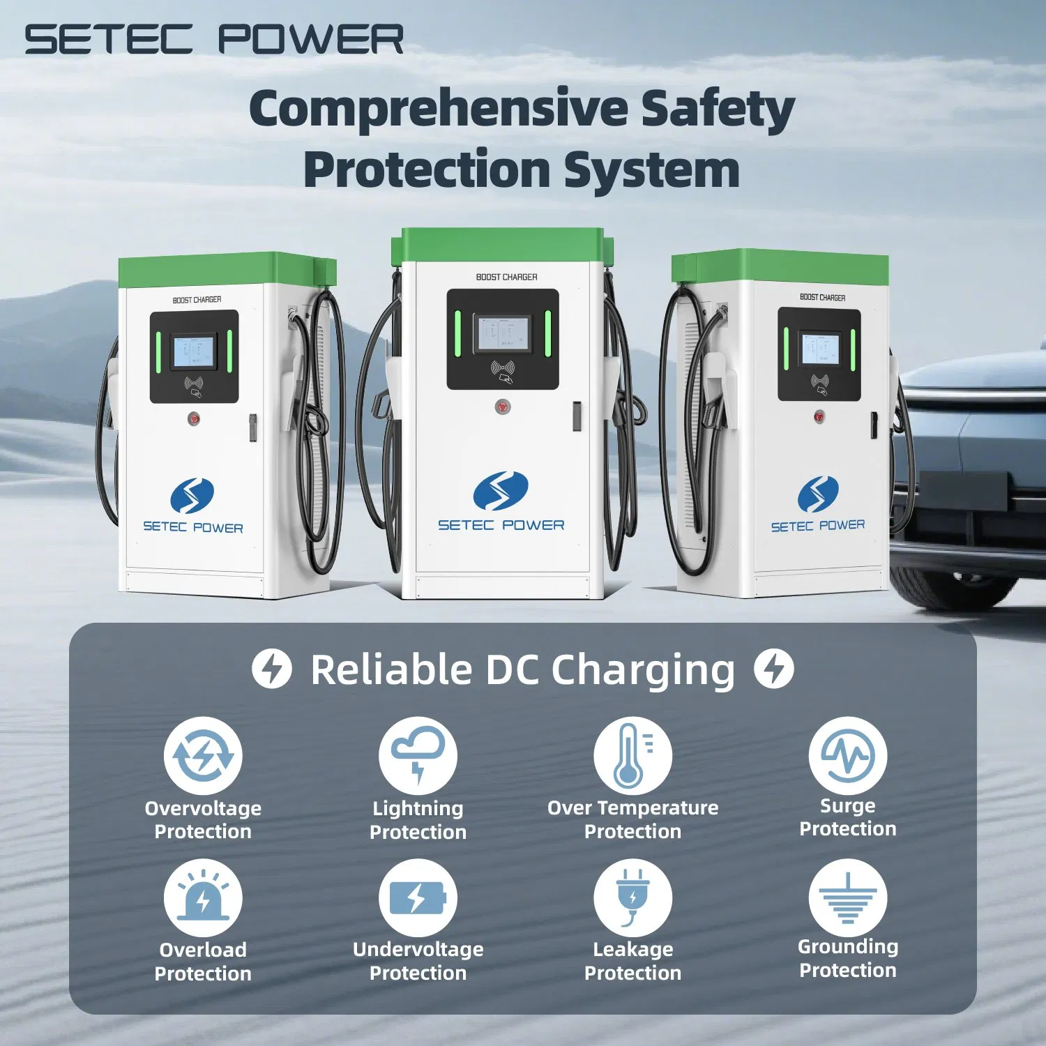 SETEC POWER High Power 60kW-500kW Electric Vehicle Charging Station with Waterproof Feature