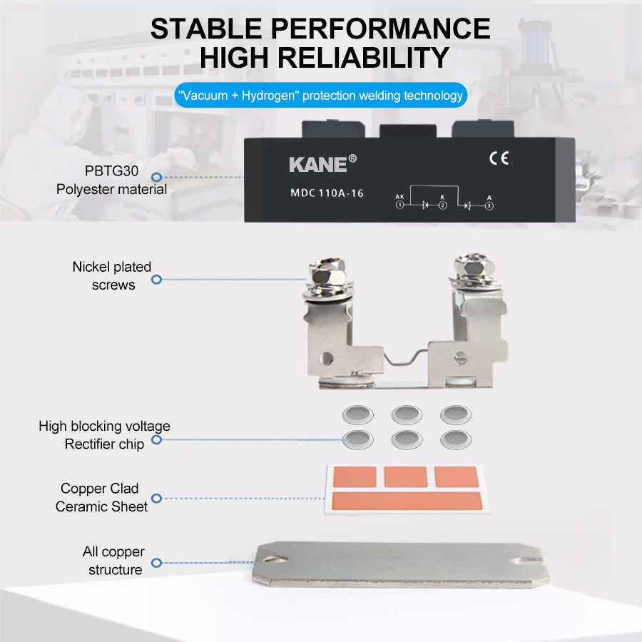 Mdc 90A 1600V Thyristor High-Power Rectifier Tube Bridge Diode Module Silicon Frequency Converter Battery Charging Discharging