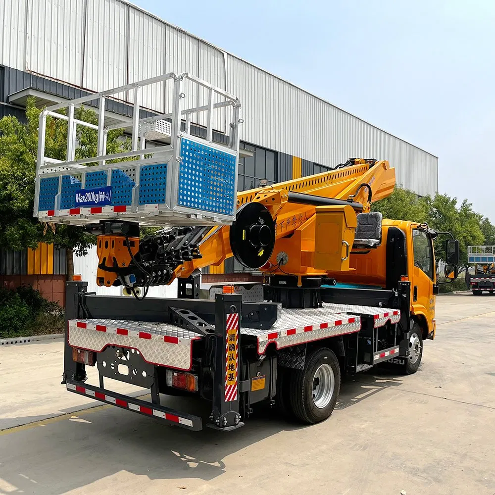 New Model Articulated Aerial Work Vehicle with Integrated Crane System and Advanced Safety