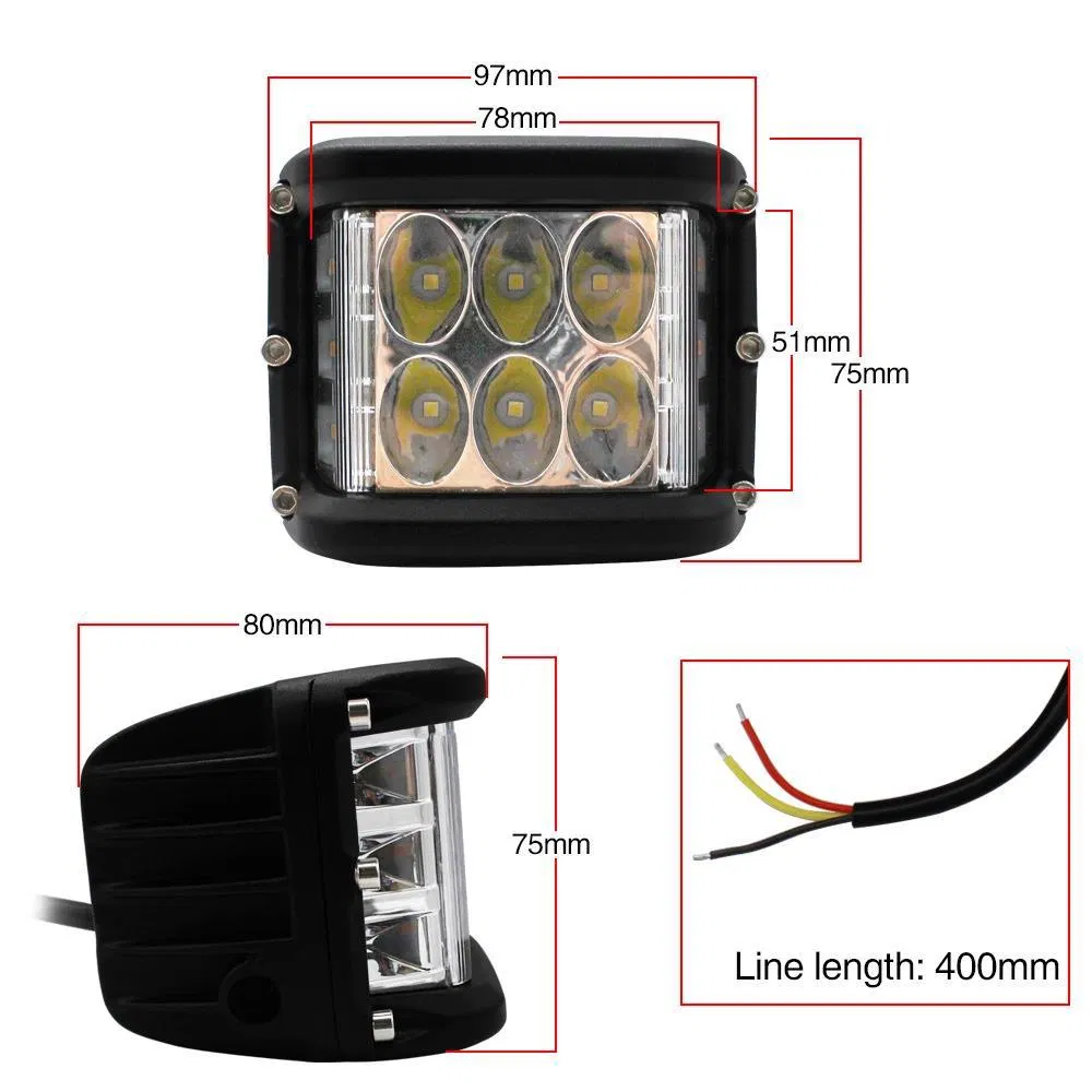 Dual Color 4X4 off Road Motorcycle Bar Light Driving LED Work 72W Tractors LED Lights Truck Light System